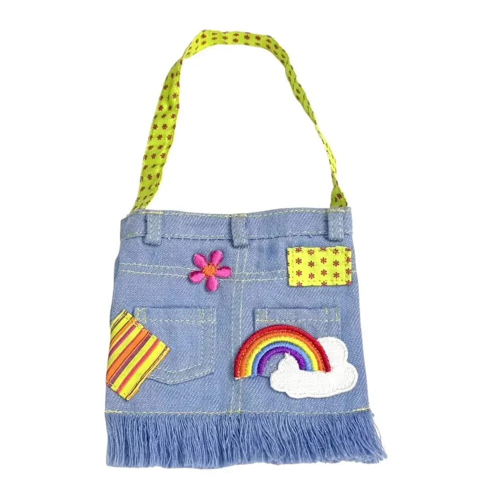 American Girl Ivy Doll Purse Meet Accessory Denim Shoulder Bag Rainbow Fringe